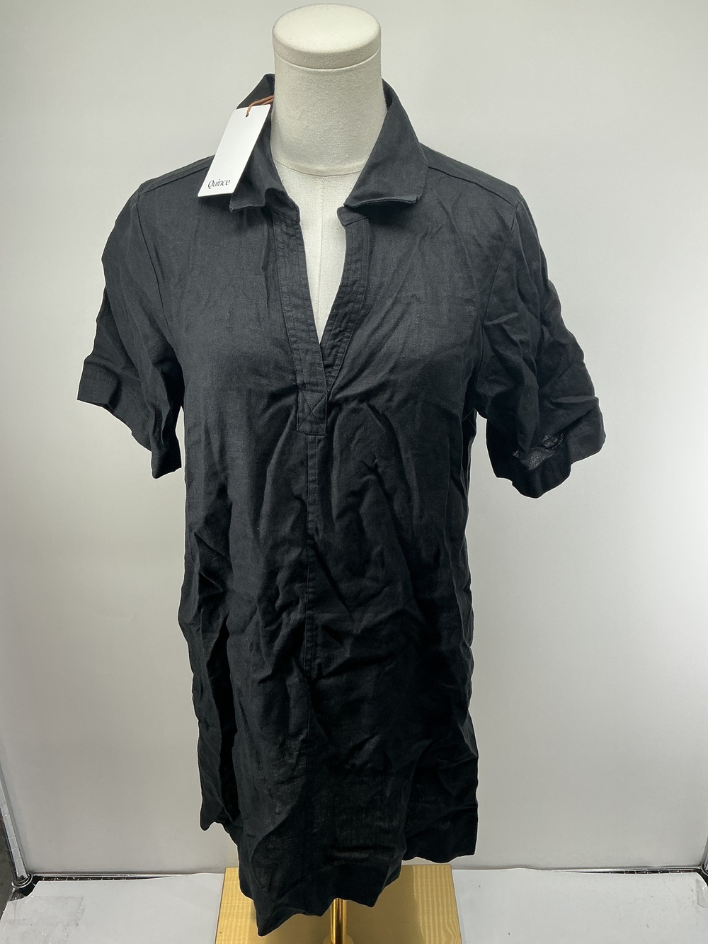 100% European Linen Popover Mini Dress